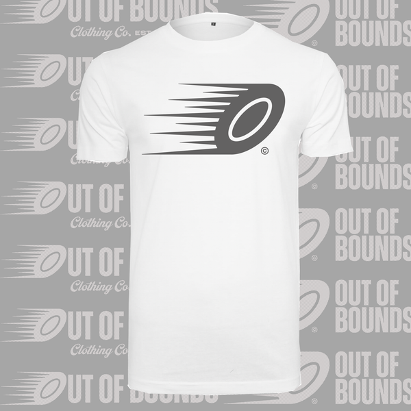 OoB harmaa Logo t-paita, valkoinen.