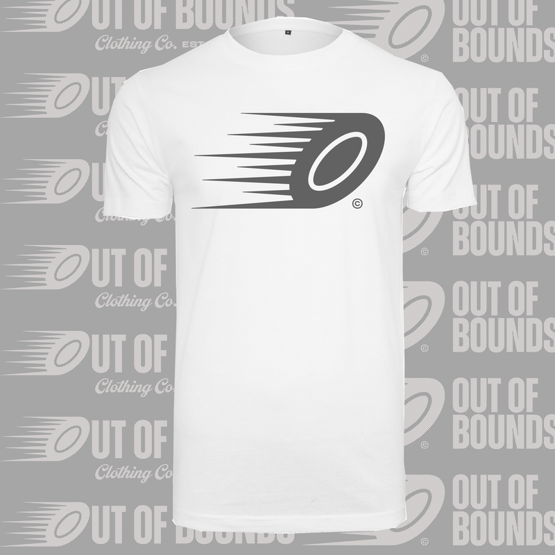 OoB harmaa Logo t-paita, valkoinen.